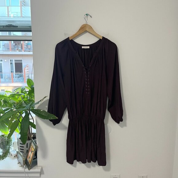 Ramy Brook Dresses & Skirts - Ramy Brook Dark Berry Purple Lace Up Long Sleeve Dress Size XS